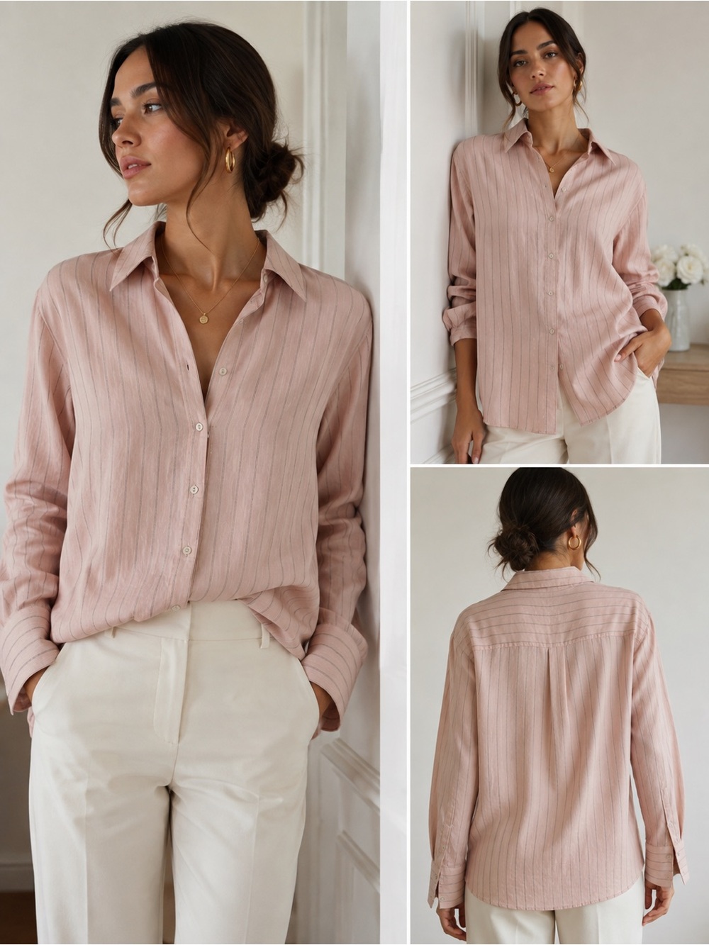 Mango MNG Pink Striped Oversized Button Down Shirt - Size 4